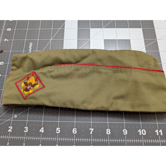 Boy Scout Of America Garrison Hat Cap 60s/70s Size medium green signed vtg - Picture 1 of 7